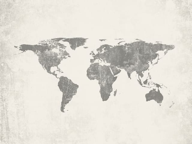 Fototapeta Szara Mapa Świata na Teksturowanym Tle (mpn: 3948) Fototapeta z szarą mapą świata na jasnym, teksturowanym tle w minimalistycznym stylu