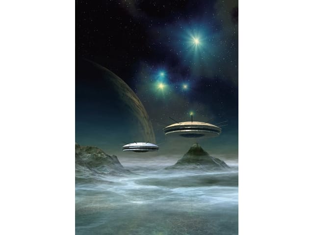Fototapeta Astronauci – dwa unoszące się statki kosmiczne