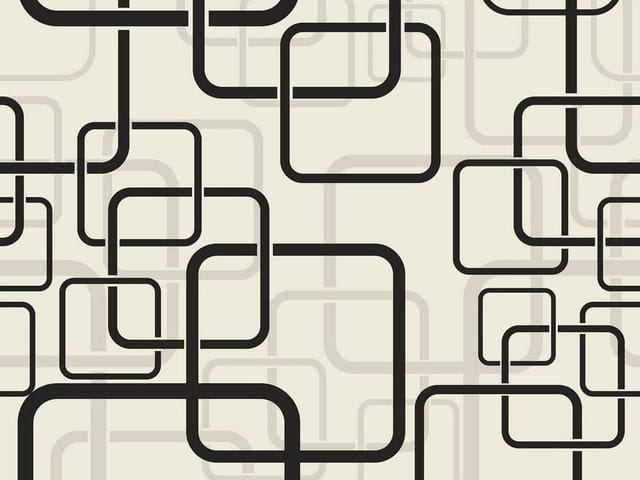 Fototapeta z przeplatającymi się czarnymi liniami i kwadratami na jasnym tle