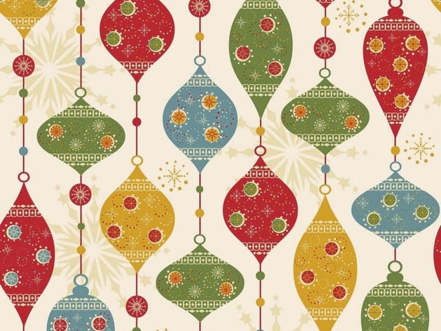 Fototapeta z kolorowymi ozdobami świątecznymi na jasnym tle