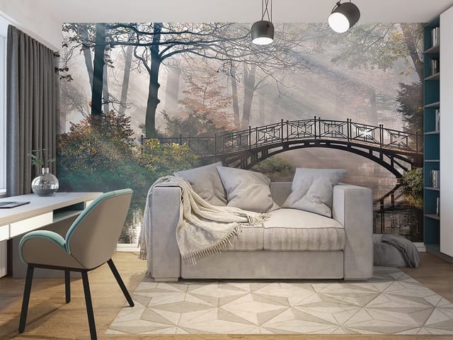 Fototapeta Mostek nad spokojną wodą