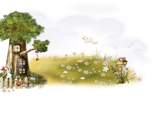 Fototapeta Drzewo z domkiem i ogrodzeniem (kod: 4849) Fototapeta Drzewo z domkiem i ogrodzeniem