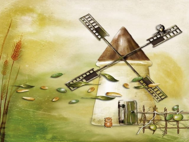 Fototapeta Wiatrak z Brązowym Dachem (kod: 4865) Fototapeta Wiatrak z Brązowym Dachem