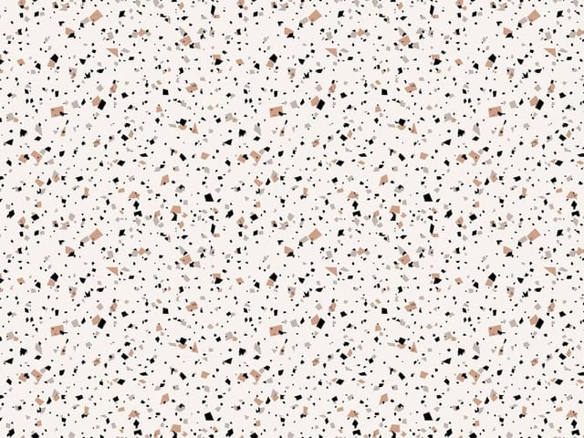 Fototapeta Wzór terrazzo na jasnym tle (mpn: 6057) Fototapeta z wzorem terrazzo, czarne i brązowe elementy na jasnym tle