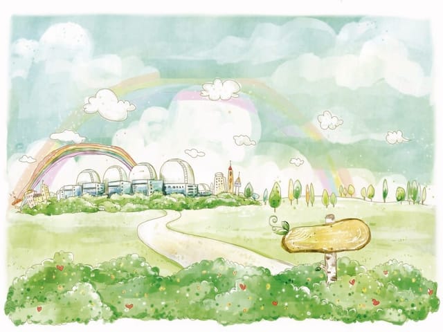 Fototapeta Kolorowy krajobraz z tęczą (kod: 6180) Fototapeta Kolorowy krajobraz z tęczą