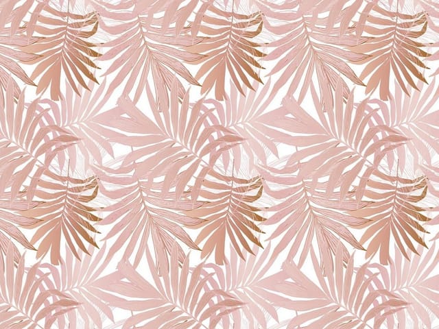 Fototapeta z pastelowym wzorem liści palmowych na jasnym tle