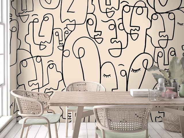 Fototapeta Abstrakcyjne twarze na beżowym tle (mpn: 6212) Fototapeta Murale abstrakcyjne – abstrakcyjne twarze na beżowym tle