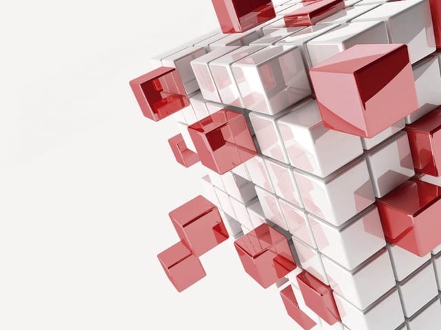 Fototapeta z trójwymiarową strukturą sześcianów na jasnym tle