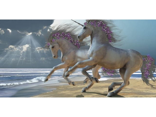 Fototapeta Jednorożce na piaszczystej plaży