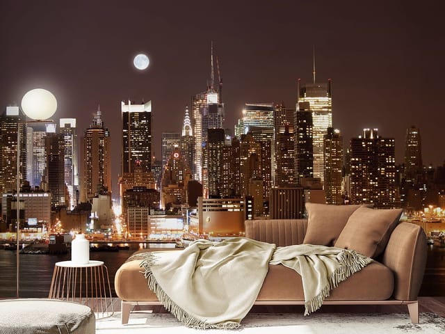 Fototapeta Nocna panorama z wieżowcami (kod: 6920) Fototapeta Nocna panorama z wieżowcami