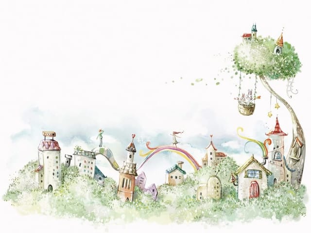 Fototapeta Fantazyjne miasto z drzewem