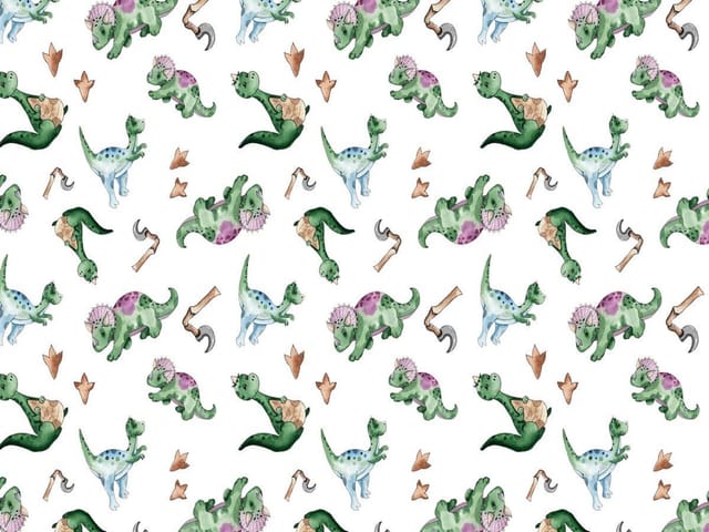 Fototapeta z kolorowymi dinozaurami na białym tle dla dzieci