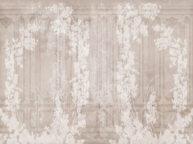 Fototapeta Ornamenty roślinne na panelach (mpn: 7185) Fototapeta z ornamentami roślinnymi na dekoracyjnych panelach ściennych