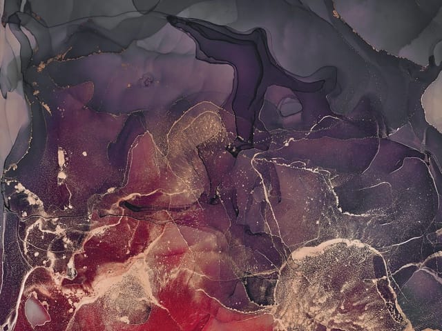 Fototapeta Fluid Art z Fioletowymi Przejściami (mpn: 7202) Fototapeta z abstrakcyjnymi wzorami i złotymi akcentami