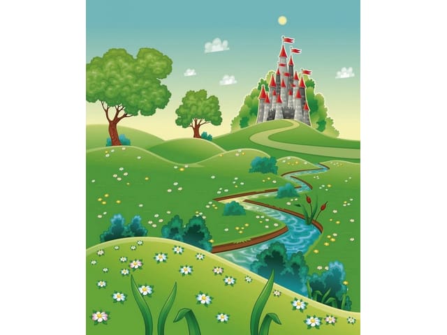 Fototapeta Zamek na wzgórzu z flagami