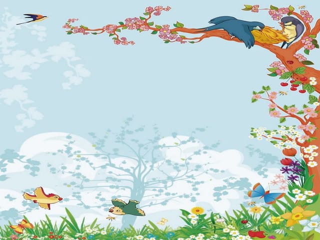 Fototapeta Ptaki na kwitnącym drzewie