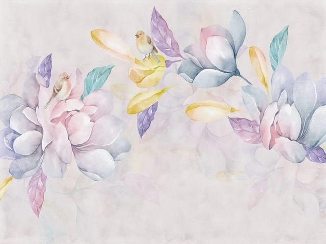 Fototapeta z dużymi pastelowymi magnoliami na jasnym tle