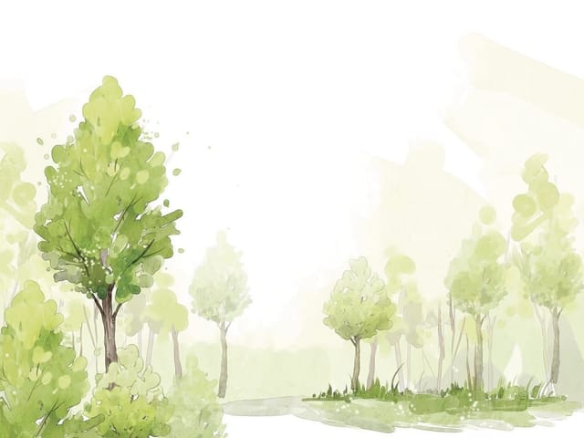 Fototapeta z drzewami w stylu akwareli, duże drzewo po lewej