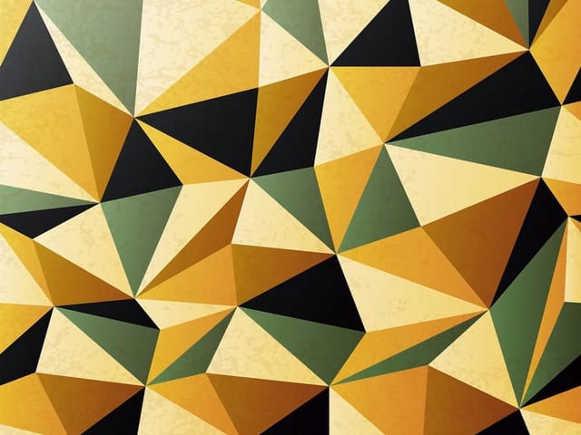 Fototapeta z geometrycznymi wzorami w trójkąty i zielonymi akcentami