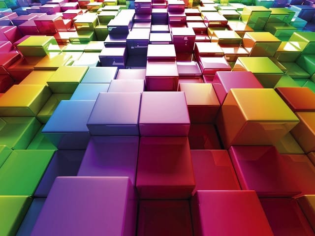 Fototapeta z kolorowymi sześcianami w geometrycznej kompozycji