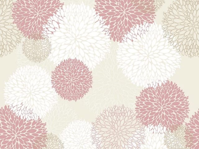 Fototapeta z dużymi kwiatowymi wzorami w pastelowych odcieniach