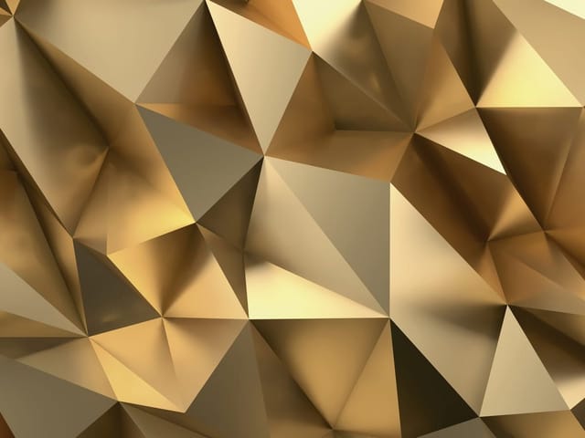 Fototapeta z geometrycznymi złotymi kształtami tworzącymi trójwymiarowy wzór