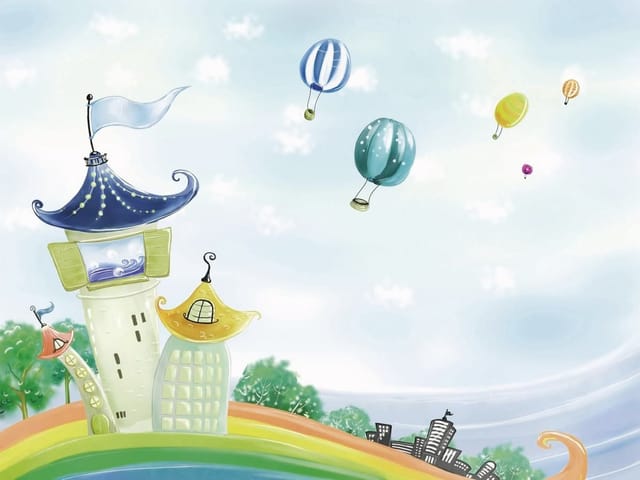 Fototapeta Fantazyjne budynki na wzgórzu