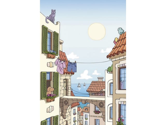 Fototapeta Kolorowe budynki nad morzem (kod: 8177) Fototapeta Kolorowe budynki nad morzem