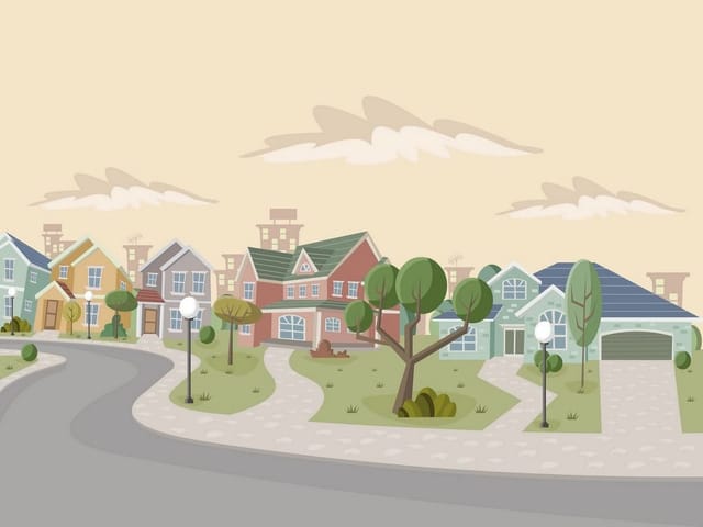 Fototapeta Kolorowe domy na przedmieściach