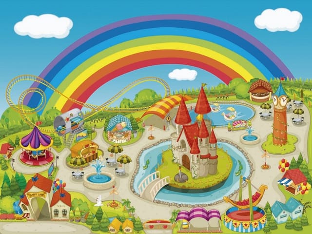 Fototapeta Wesołe Miasteczko z Zamkiem