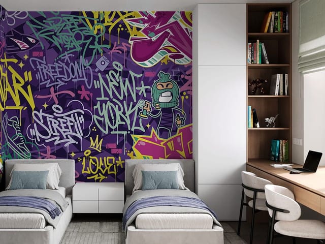 Fototapeta Kolorowe graffiti na ścianie (mpn: 8714) Fototapeta Murale abstrakcyjne – kolorowe graffiti na ścianie