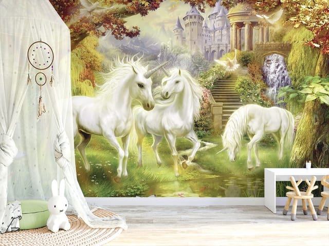 Fototapeta Trzy jednorożce na łące