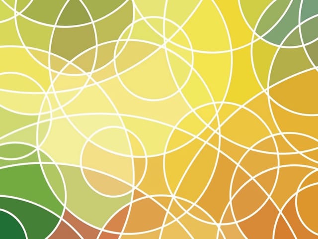 Fototapeta z abstrakcyjnymi wzorami, dominują żółć i zieleń