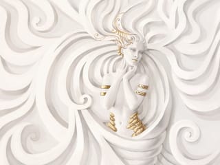 Fototapeta Kobieta z długimi włosami i złotymi ozdobami ( kod: 11930 ) Fototapeta Kobieta z długimi włosami i złotymi ozdobami