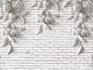 Fototapeta Reliefy kwiatowe na ceglanej ścianie