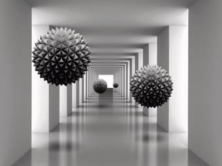 Fototapeta Geometryczne kule w tunelu 3D