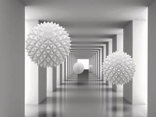 Fototapeta Geometryczne kule w tunelu 3D