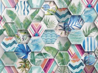 Fototapeta Heksagonalne wzory z liśćmi palmowymi