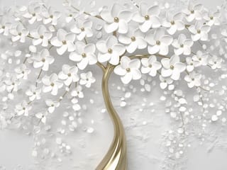 Fototapeta Drzewo z Białymi Kwiatami 3D
