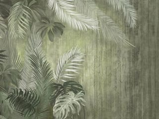 Fototapeta Tropikalne Liście na Zielonym Tle