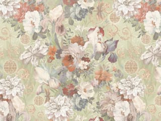 Fototapeta Kwiaty na zielonym tle z liśćmi