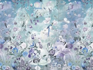 Fototapeta Kwiaty i ptaki na tle nieba ( kod: 23605 ) Fototapeta Kwiaty i ptaki na tle nieba