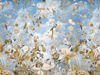 Fototapeta Kwiaty i Ptaki na Niebieskim Niebie ( kod: 23606 ) Fototapeta Kwiaty i Ptaki na Niebieskim Niebie