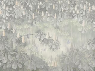 Fototapeta Kasztanowce i Kwiaty w Ogrodzie