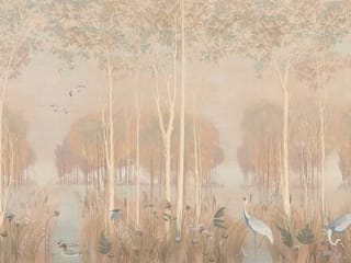 Fototapeta Las z wysokimi drzewami i trzcinami