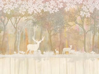 Fototapeta Sylwetki jeleni w lesie