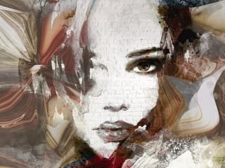 Fototapeta Twarz kobiety na tle muralu