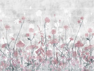 Fototapeta Kwiaty polne na tle szarego nieba