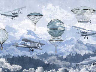 Fototapeta Góry dziecięce z balonami i samolotami