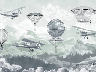 Fototapeta Balony i samoloty nad górami